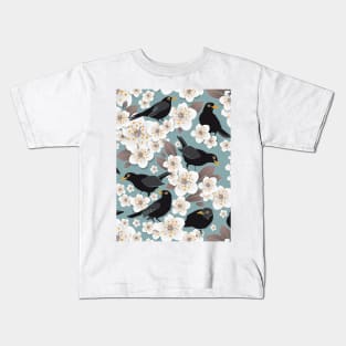 Waiting for the cherries // pattern // blue background Kids T-Shirt